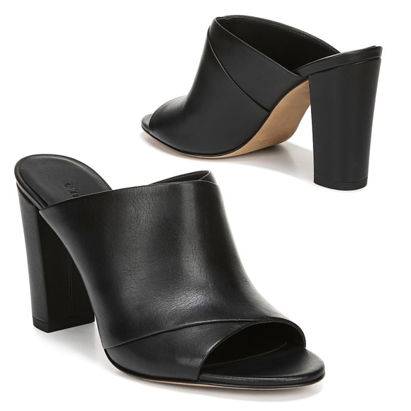 Vince | Shoes | Vince Black Leather Heath Cross Strap Sandal Mules | Poshmark